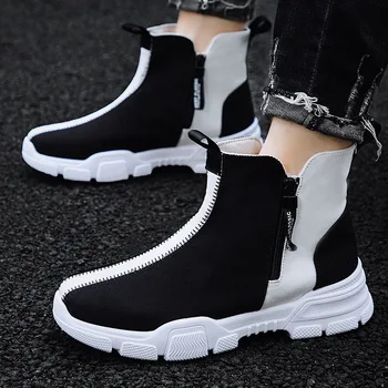

High Top Mens Shoes Sports Shoes Men Socks Sneakers Men Running Shoes For Men Training Shoe Men Black Side zipper Tennis J1-64