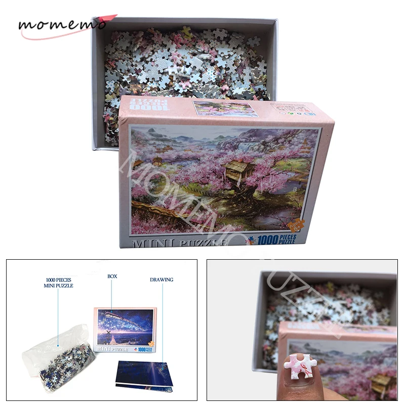 

MOMEMO Beautiful Sakura Puzzle 1000 Pieces Puzzle Toys for Adults Wooden Landscape Jigsaw Puzzle DIY Assembling Puzzles Toys