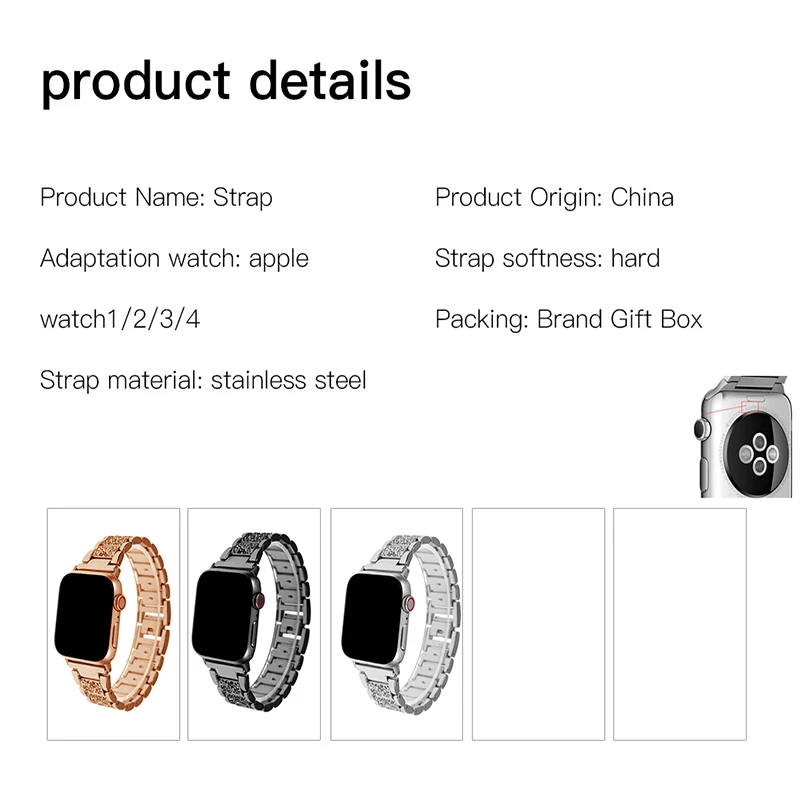 Stainless Steel Watch Band For Apple Watch 38mm 40mm 42mm 44mm Series 1 2 3 4 Wrist Band Link Belt Strap Replacement Strap