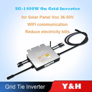 

1400W Waterproof Grid Tie Inverter MPPT Pure Sine Wave DC18-50V Input AC120/230V Output Micro Inverter for 30V 36V Solar Panel
