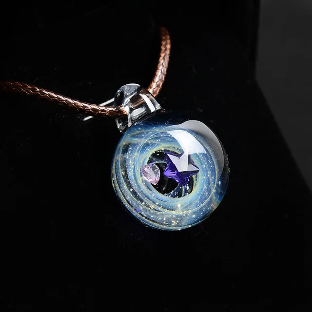 N240-2 BOEYCJR Universe Star Moon glass beads Planets Подвеска Ожерелье галактика Веревка Цепь Солнечная система дизайн ожерелье для женщин - Окраска металла: N240-2