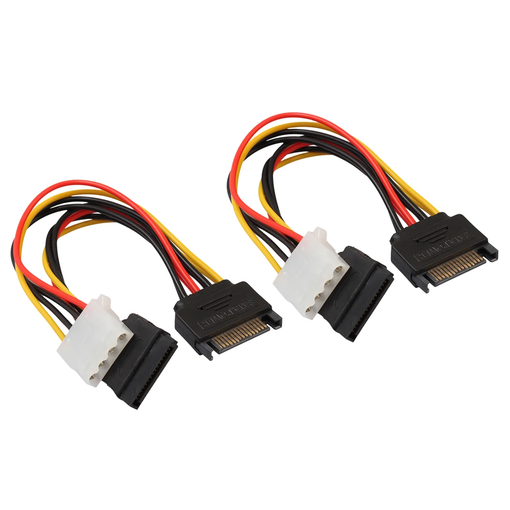 2 шт. 15-Pin серийный SATA мужчина до 15-контактный разъем и 4-контактный LP4 женский