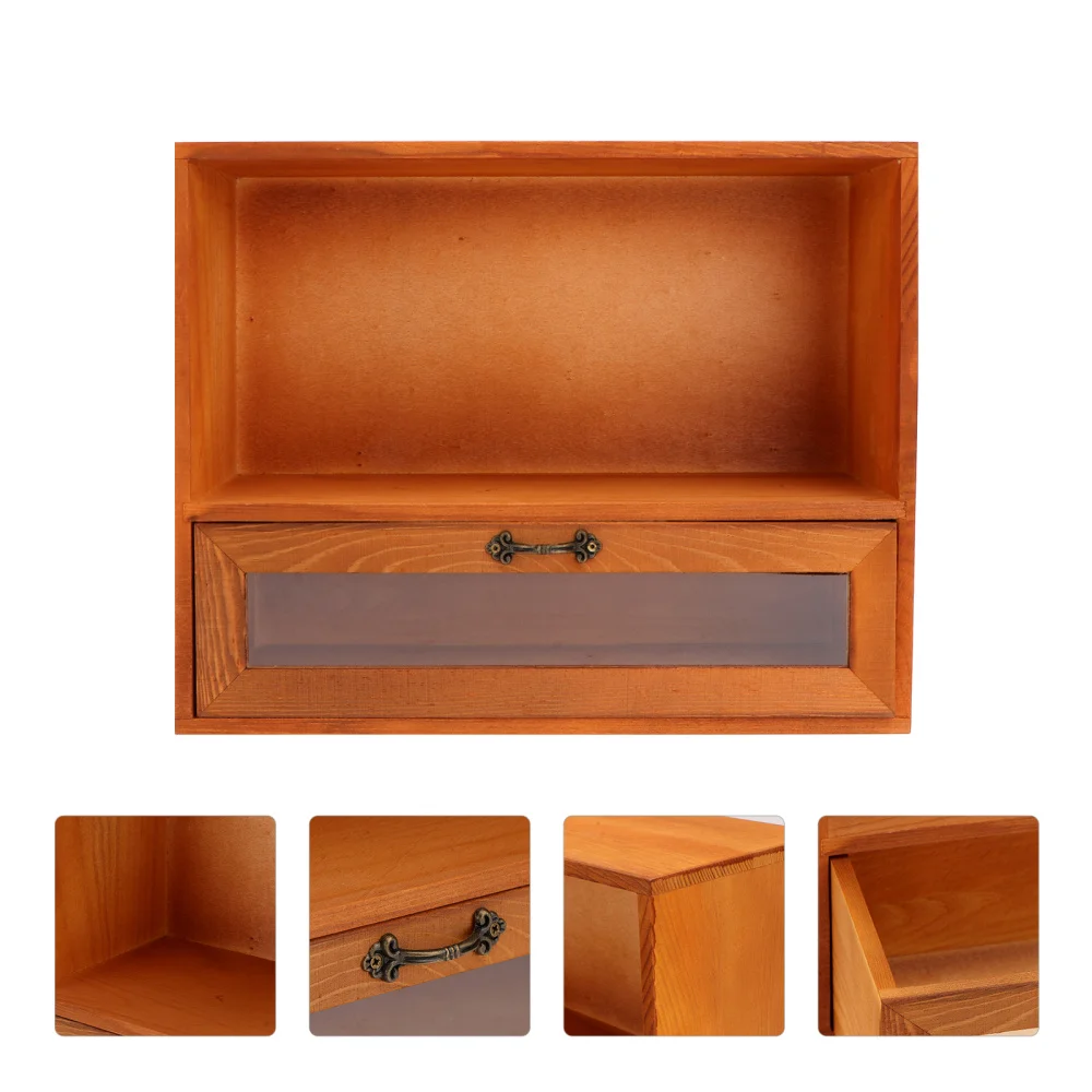

1pc Household Organizer Storage Rack Vintage Cosmetic Storage Container Wood Drawer Storage Box for Sundries Desktop Home