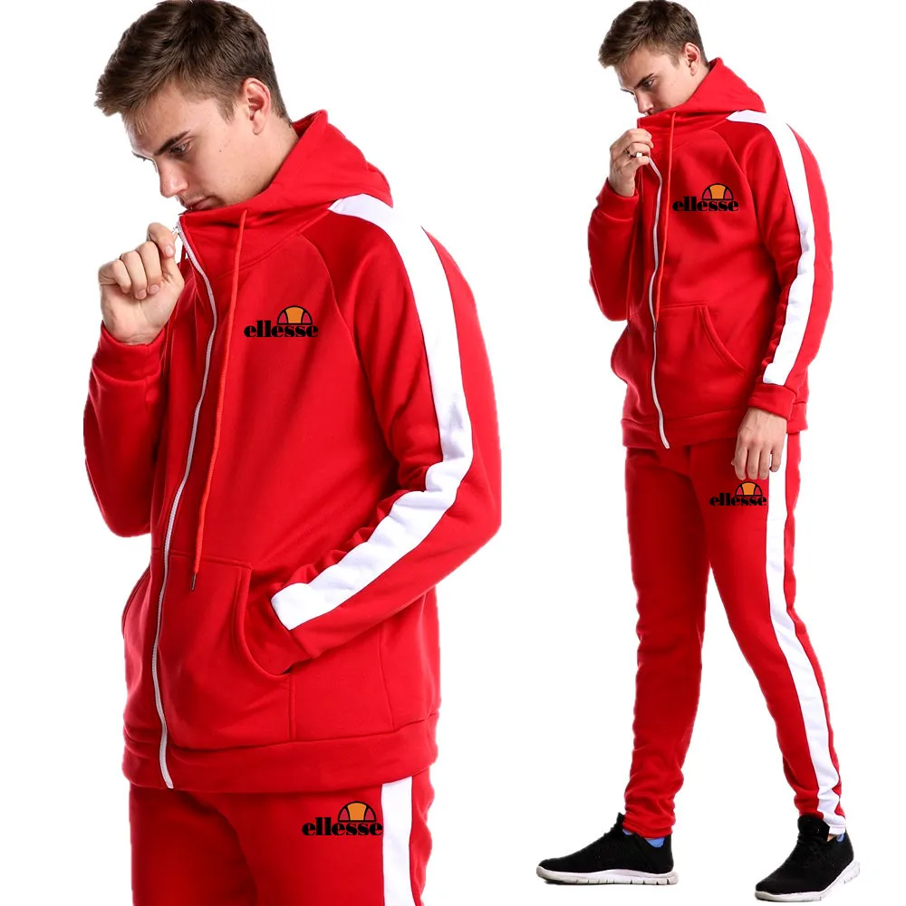 Модный спортивный костюм толстовка на молнии кардиган+ спортивные штаны с капюшоном мужская Повседневная Свободная осенне-зимняя теплая куртка с капюшоном
