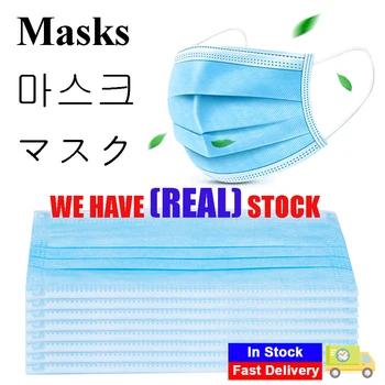 

100Pcs 3-Ply Disposable Mask Anti-dust Safe & Breathable Masks Earloops Anti Fog & Haze Face Mouth Masks Respirator Dropshipping