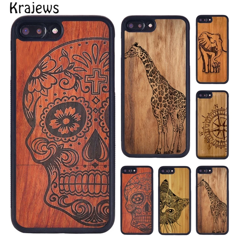 Чехол для телефона из бамбукового дерева с рисунком черепа iPhone 5 6 S 7 8 Plus 11 12 13 Pro X XR