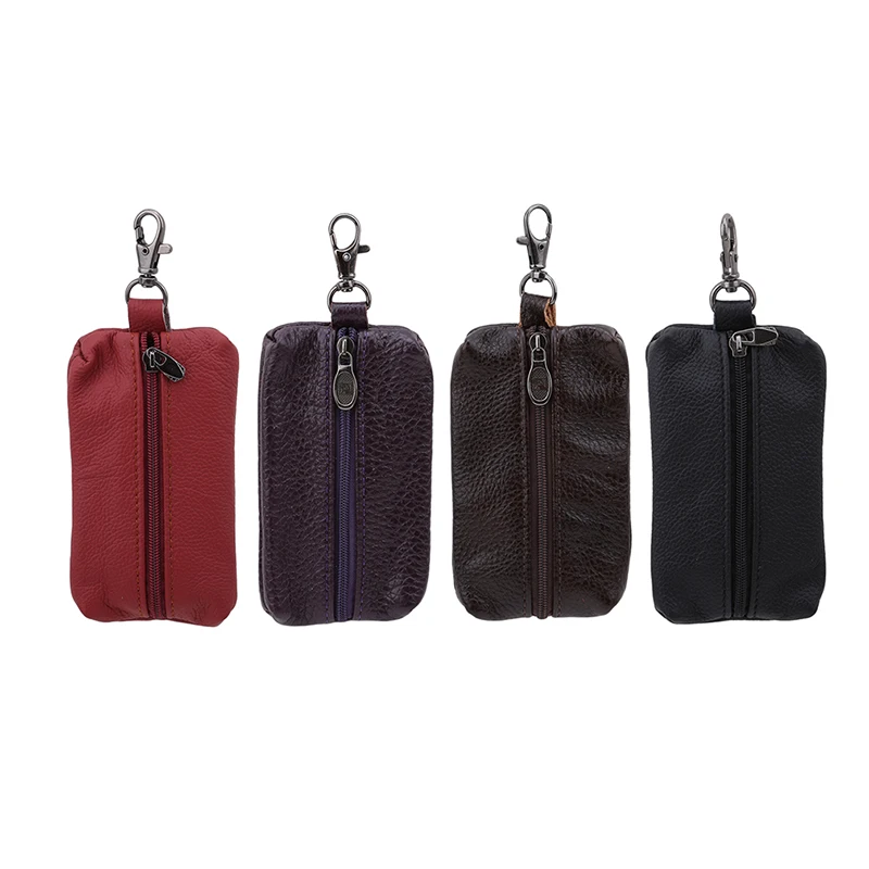 Genuine Leather Unisex Keychain Car Key Wallets Zipper Keychain Purse Men Car Keys Organizer Housekeeper Key Holder Covers Case