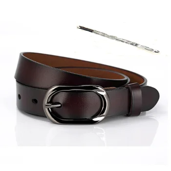 

Fashionable Retro Female Belt Jeans Casual Cowhide Belt with Pin Buckle, Free with Punch Pin Brown 39 inch