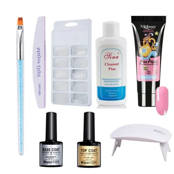 

15ml Polygel LED Clear UV Gel Nail Polish Quick Building Tips Delivery Nail Gel Varnish Set Top&Bace Coat