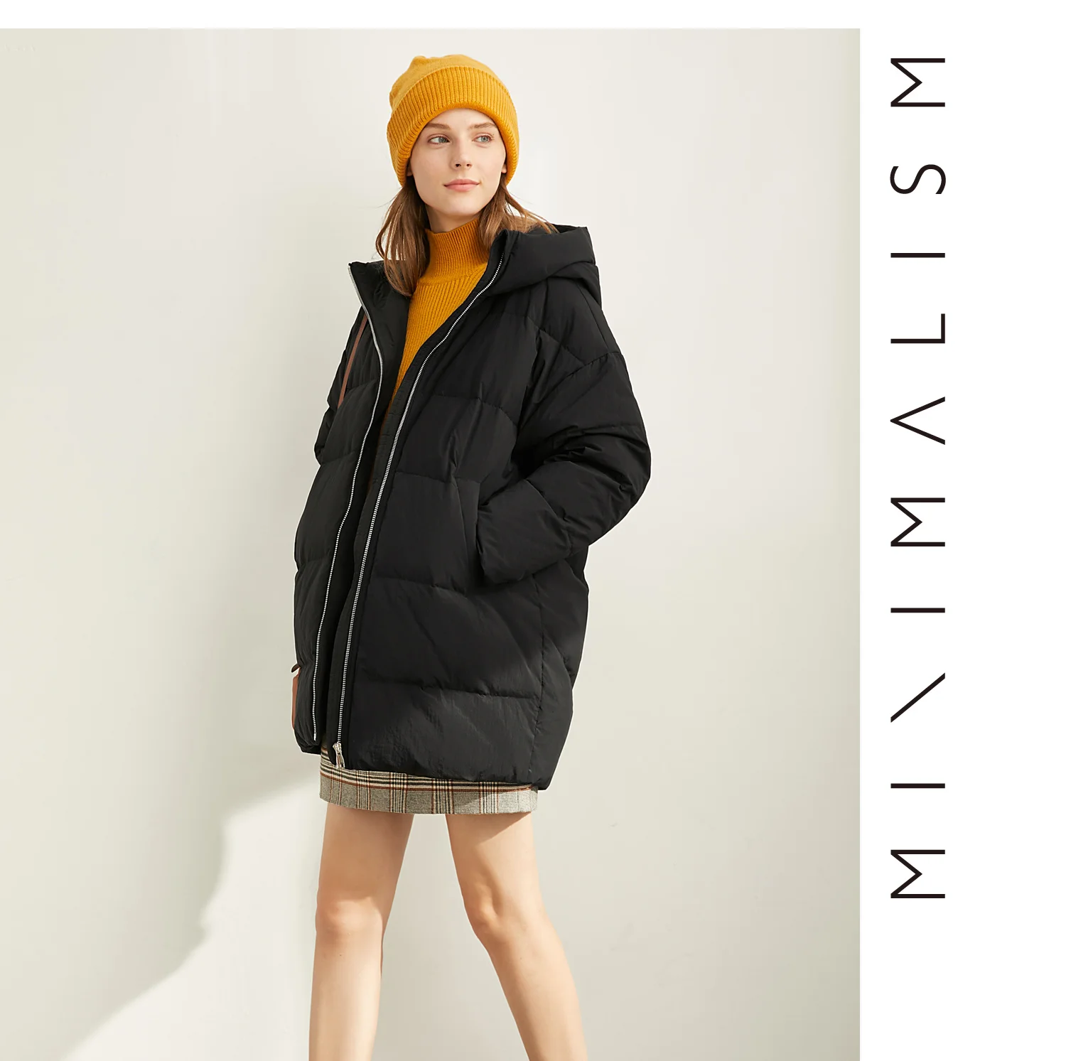 Amii стиль колледжа, мода, возраст-уменьшение, свободное пуховое платье женская зимняя шапка, длинная стеганая одежда куртка