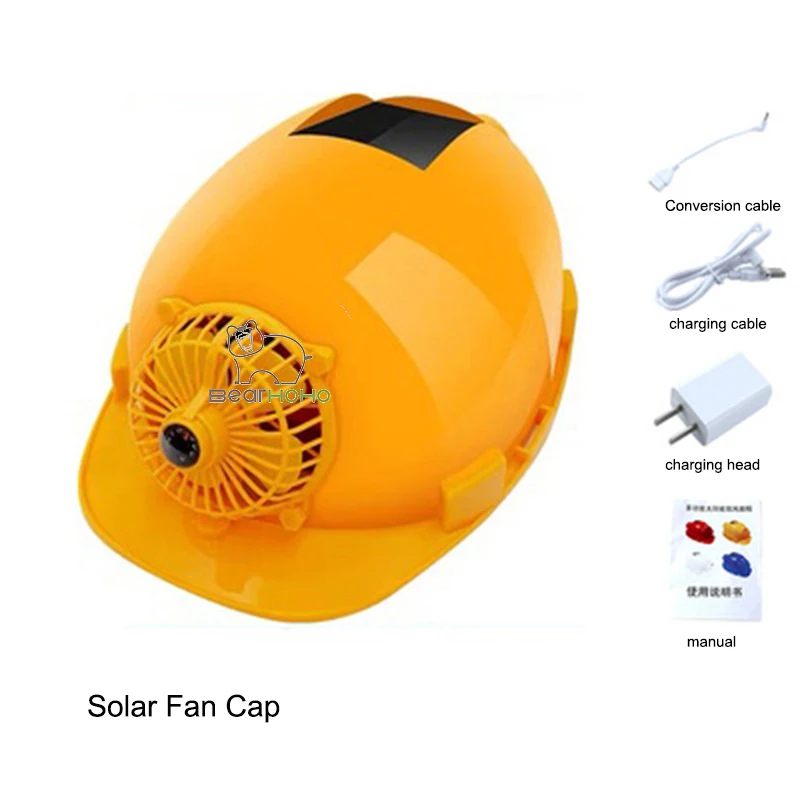 

4-speed Wind Solar Fan Cap Thick Site Safety Helmet With Electric Fan USB Charging Sunshade Cool Safety Hat Adjustable Headband