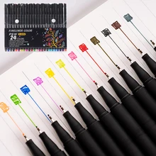 Ensemble de stylos à dessin Fineliner, 12/24 couleurs, 0.4mm, marqueurs de croquis, stylo de dessin