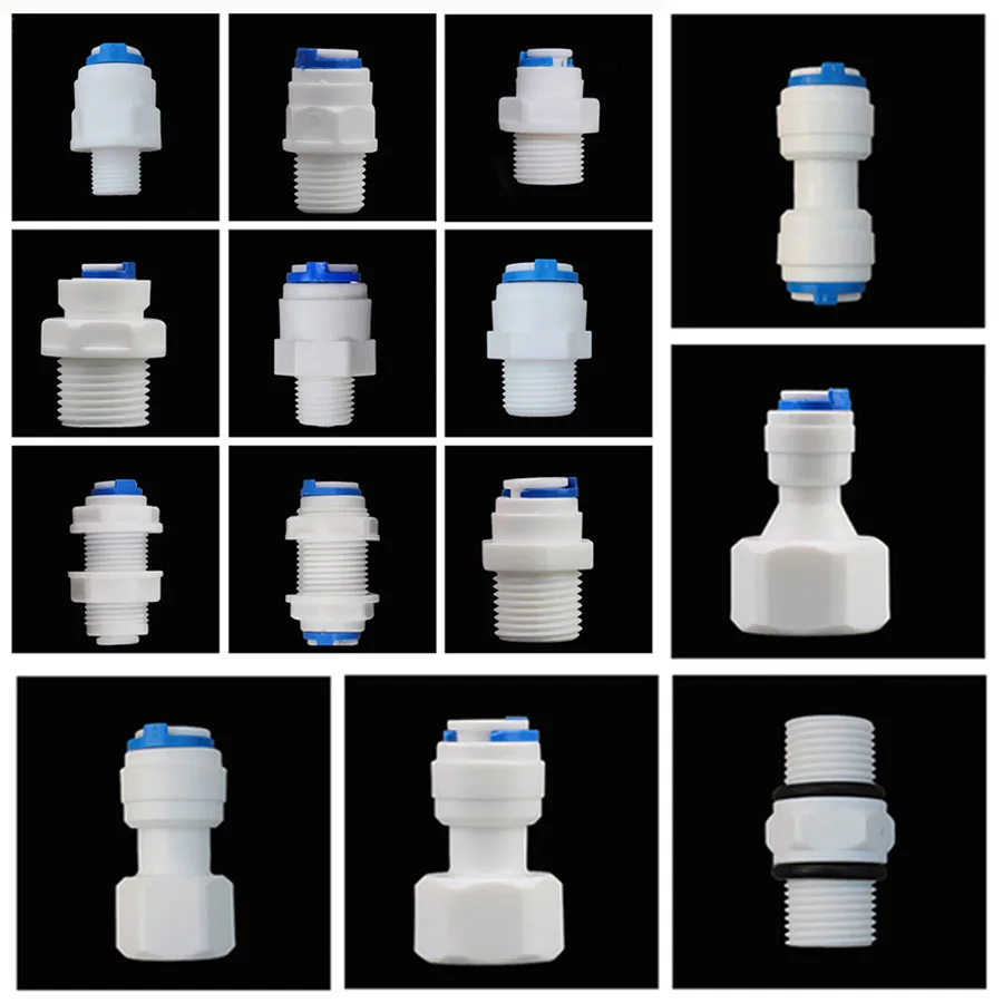 1PCS 1/4" 3/8" OD Hose Tube 1/8" 1/4" 1/2" 3/4" Plastic Pipe Quick Connectors RO Water Connector Fittings Reverse Osmosis System pipe fitting water pipe fitting hose pipe fitting
