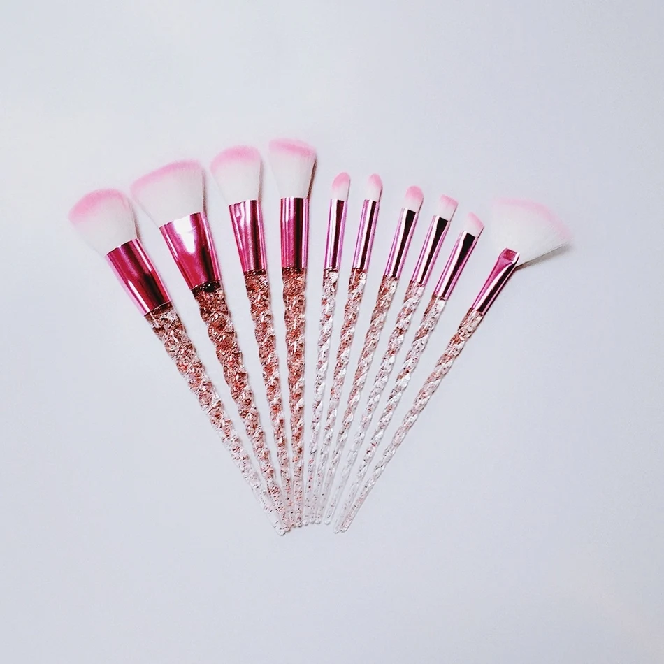 Pink 1 10 шт. набор кистей для макияжа Maquiagem основа для макияжа Пудра Косметические румяна тени для век бровей кисти для женщин Красота Блеск Макияж инструменты - Handle Color: Pink 1