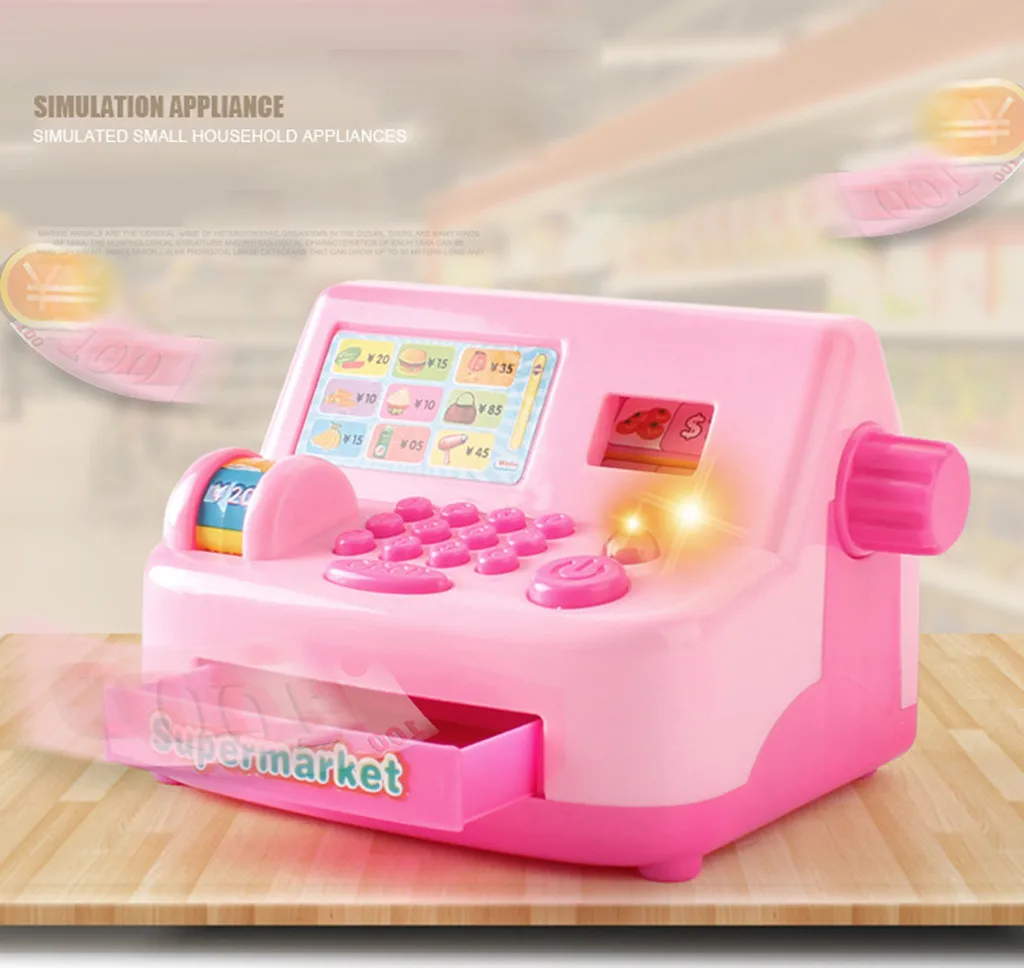 Children Kids Pretend Toys Simulated Analog Cash Register Shopping Cashier Role Playing Game Play House Money Toys Gifts#p4 2