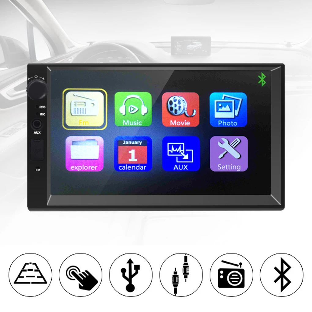 Практичный 7 дюймов ультра-тонкий Bluetooth FM радио USB SD 1080P видео Сенсорный экран MP5 игроков для автомобиля