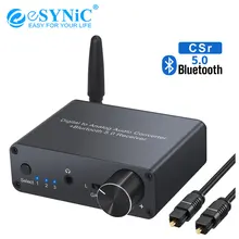 eSYNiC 192kHz Bluetooth Digital to Analog Converter Optical Coaxial to RCA 3 5mm DAC Converter with Headphone Amplifier 16 300 