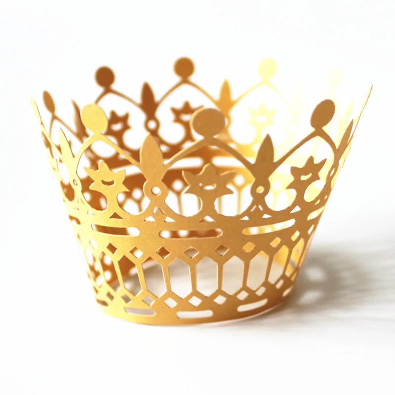 

Crown Filigree Cupcake Wrappers Cases Cake Holder Pack of 50 - Gold, 8 x 5 x 5cm