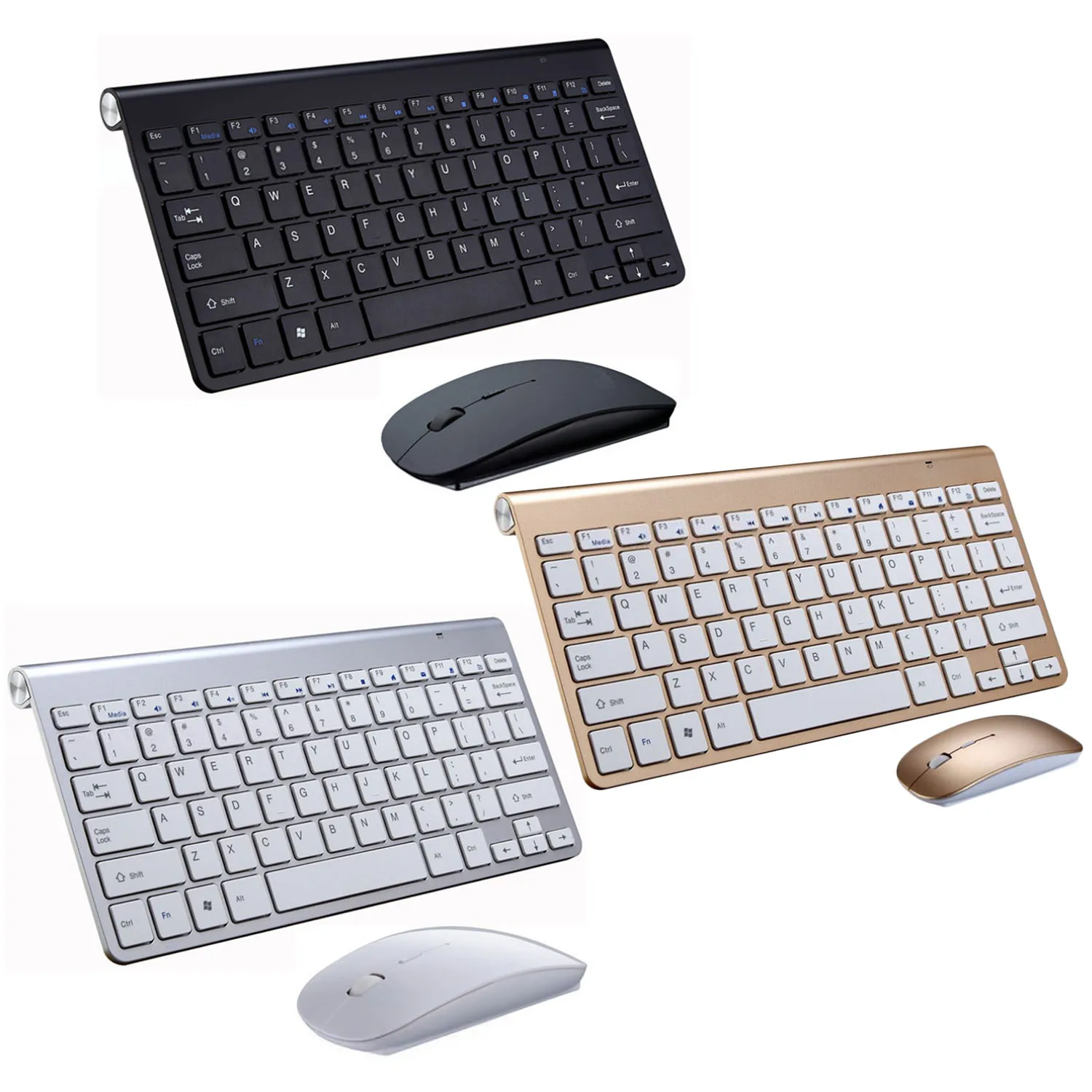 Ultra Thin 2.4Ghz USB Wireless Keyboard & Optical Mouse Kit Set for PC Desktop