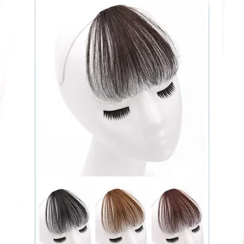 

Clip In Hair long Bangs Synthetic Air Bangs Thin Invisible Extension Straight Front Neat Wig For Women