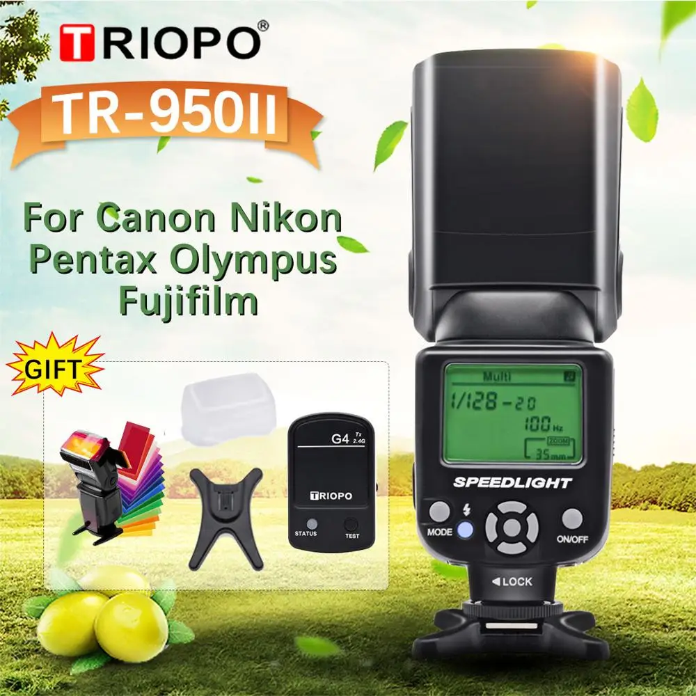 Triopo TR 950II Вспышка Speedlite 2 4G Беспроводная передача универсальная для камеры Nikon Canon