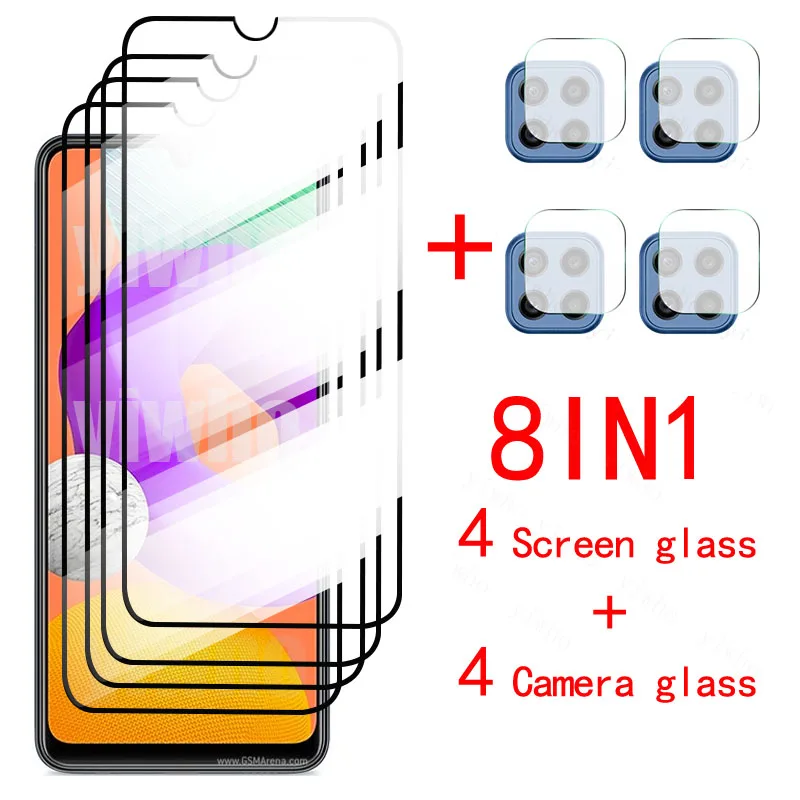 

For Samsung Galaxy M22 Screen Protector Glass For samsung samsun m32 5g m52 m 22 32 52 4Pcs Tempered Protective Camera Lens Glas