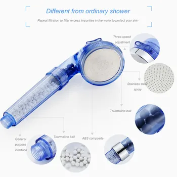 

Water Saving Shower Head Wall Bracket Toilet Sprayer Bidet Sprayer Negative Ionic Filtration Shower Head 3 Mode High Pressure