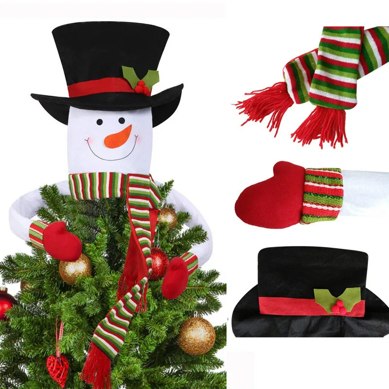 

Christmas Tree Top Topper Large Cover Snowman Hat Tree Ornaments Home Outdoor Decor Gift Christmas Tree Decoration