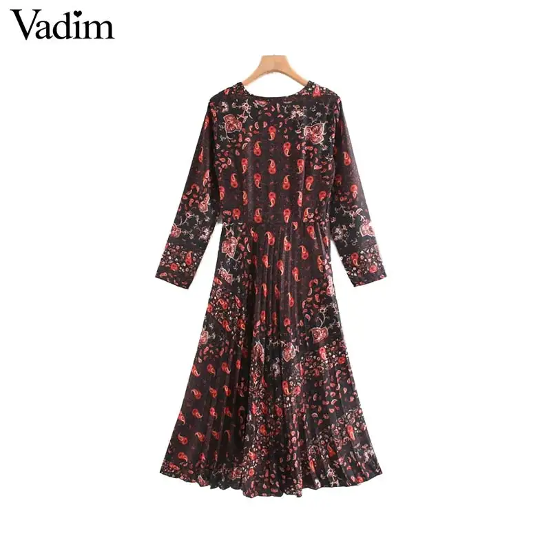 Vadim, женское шикарное платье миди с принтом пейсли, v-образный вырез, длинный рукав, женские повседневные стильные платья до середины икры, vestido mujer QC964