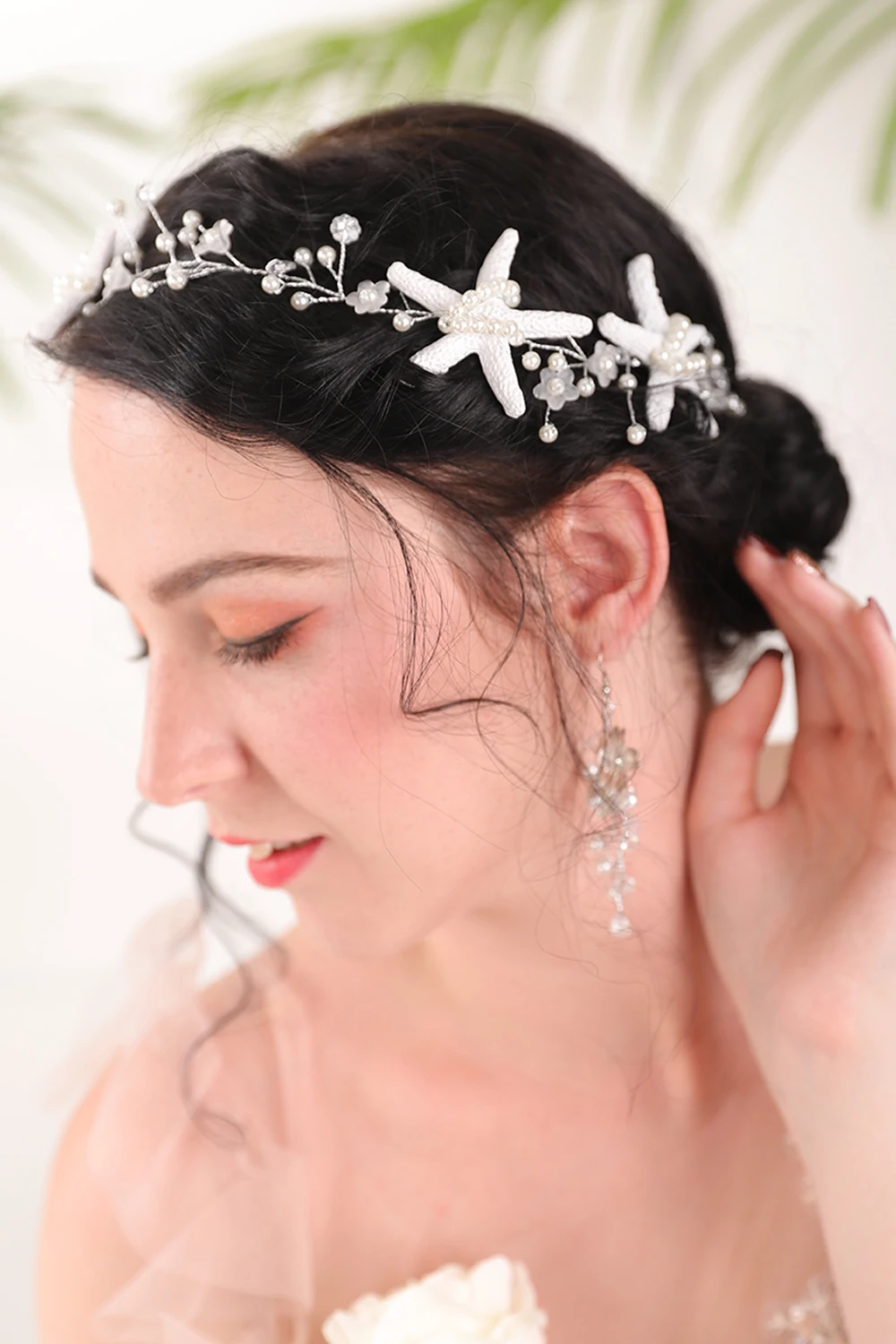 Wedding Bridal Accessories Shiny Star Wearing Headband Flower Pearls fascinator hat Handmade Hair Jewelry for women hair accessories bridal hair accessories bridal jewelry set