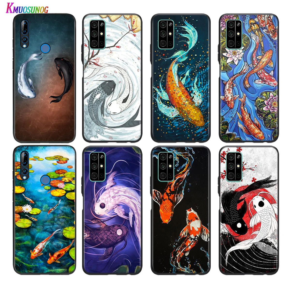Koi Fish Yin Yang Art Silicone Cover For Honor 30 30S V30 V20 9N 9S 9A 9C 20S 20E X10 20 7C Lite Pro Plus Phone Case | Мобильные