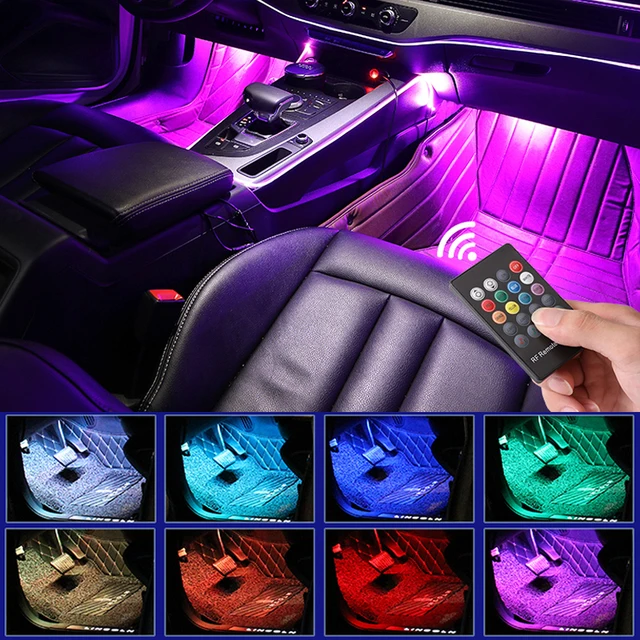 LED Car Foot Light Ambient Lamp With USB Wireless Remote Music Control Multiple Modes Automotive Interior Decorative Lights 1