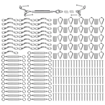 

25 Pack Heavy Duty T316 Stainless Steel Cable Railing Kits for Wood Posts DIY Balustrade Kit with Jaw Swage Fork Turnbuckle
