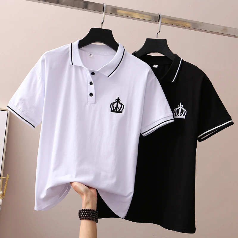 

2019 Summer Fashion Polo-shirt Women New Casual Short Sleeve Embroidered Loose Preppy Style Tops Female Cotton Womens Polo Shirt