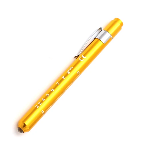 with yellow light 1 шт., ручка, алюминиевый Карманный Медицинский фонарь, отоскоп, светодиодный фонарик, офтальмоскоп для врача, медсестры, Аварийная Аптечка - Цвет: with yellow light