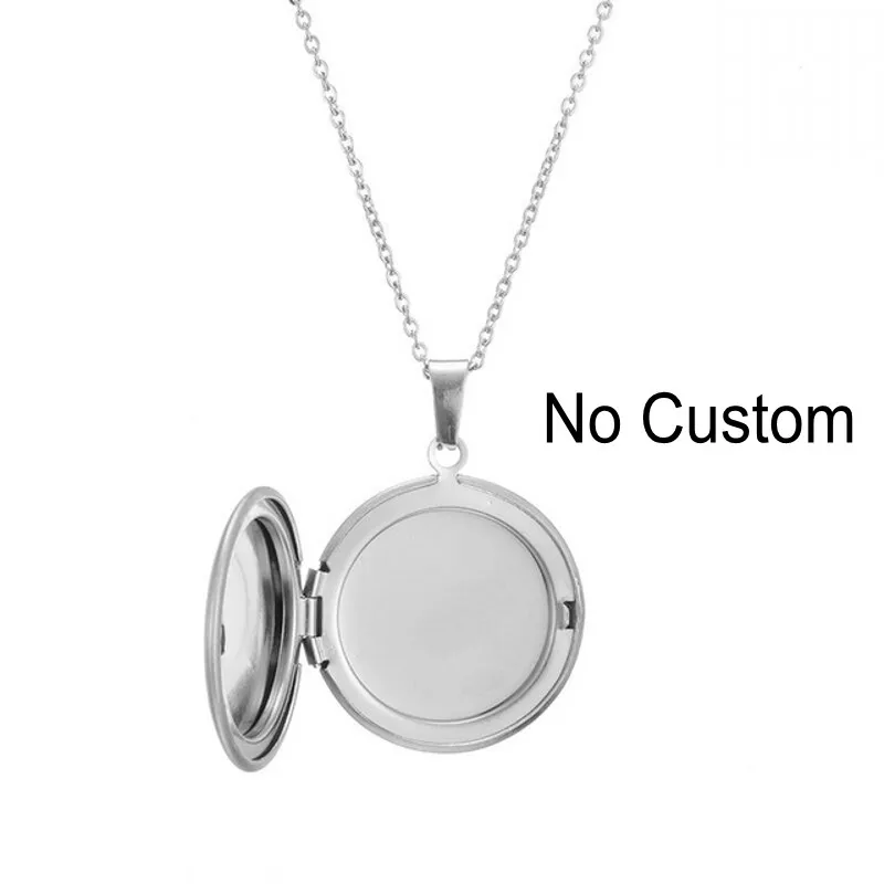 Персонализированный индивидуальный кулон ожерелье круг фото медальон гравировка имя/дата нержавеющая сталь для женщин и мужчин внутри фото ювелирные изделия - Окраска металла: Silver Blank