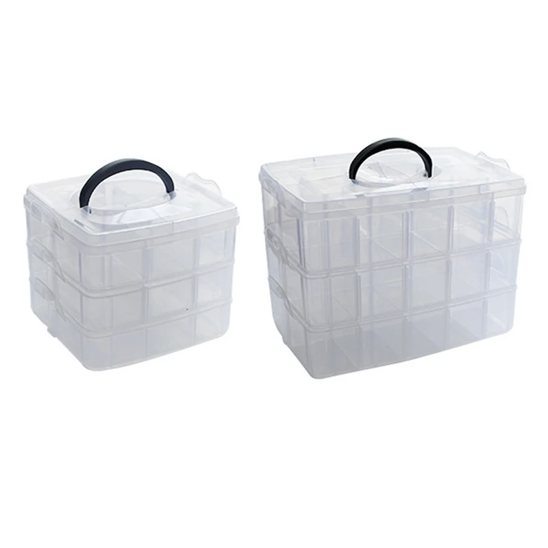 3 Strati Di Plastica Trasparente Perline Gioielli Scatola Di Immagazzinaggio Organizzatore Cassa Cassetto Fai Da Te 18/30 Griglie Di Stoccaggio Mobili