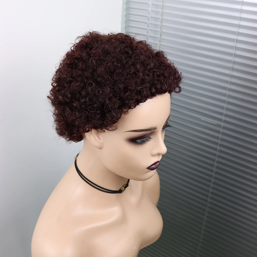 Short Curly Hair Wigs Pixie Cut Brazilian Human Hair For Black Women Natural Black 150% Density Glueless Afro Kinky Curly Wig