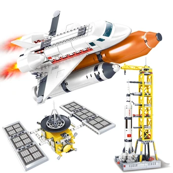 

KAZI Creator City Space Shuttle Rocket Satellite Station Technic Building Blocks Star Bricks Model educational Toys for Children
