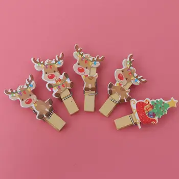 

50pcs Creative Photo Pegs Christmas Wood Clips Clothespins Photo Clips for DIY