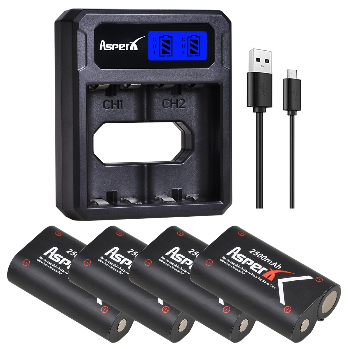 Batteria Di Ricambio Xbox One E Caricabatterie Usb Doppio Lcd Per Gamepad Xbox One / Xbox One S/Xbox One X/Xbox Series X/S