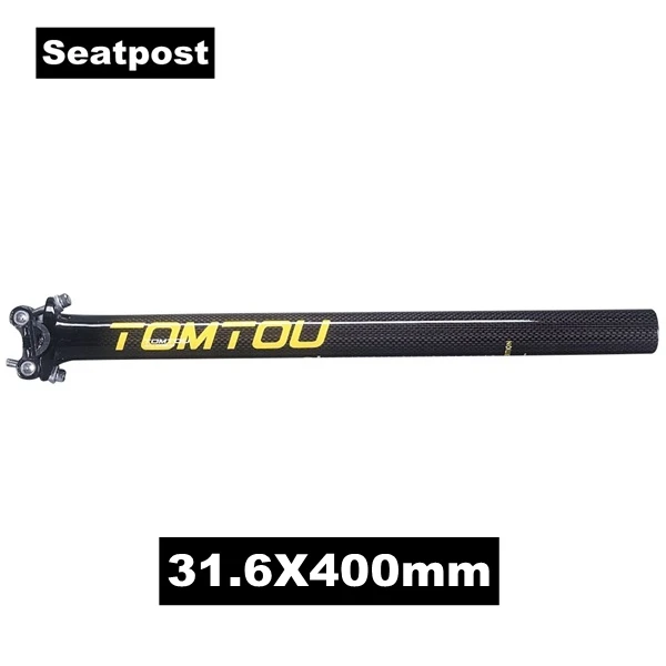 Seatpost 31.6X400mm TOMTOU углеродное волокно шоссейный велосипед Ручка Aero+ подседельный штырь+ стволовая велосипедная дорога изогнутая бар велосипед падение баров глянцевый желтый-TS8T25 - Цвет: Seatpost 31.6X400mm