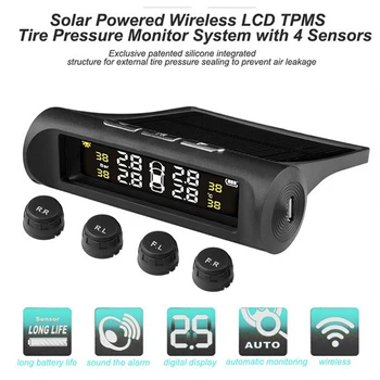 Solar Power Wireless Smart Tire Monitor,Solar Charging TPMS Tire Pressure Monitoring System with 4 External Sensors,6 Alarm Mode Solar Power Wireless Smart Tire Monitor,Solar Charging TPMS Tire Pressure Monitoring System with 4 External Sensors,6 Alarm Mode