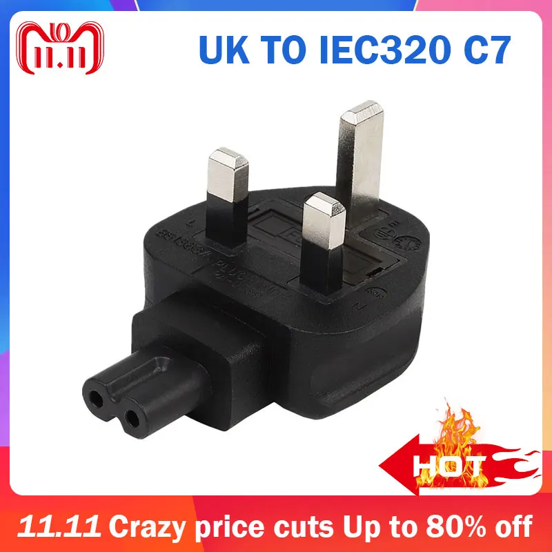 UK-C7 UK TO IEC320 C7 3Pin адаптер питания переменного тока переходник розетка дорожная