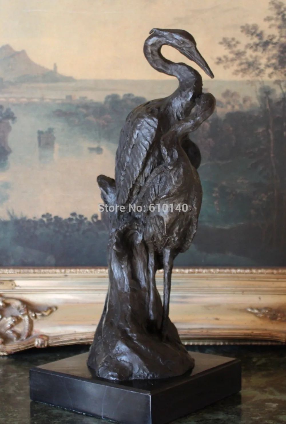 Статуя Wader Bird Egret Crane цапля Пара Shorebird Art бронзовые мраморные украшения