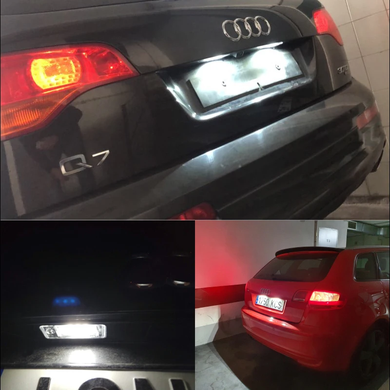 2Pcs No Error LED License Plate Light Number Plate Module Lamps White For Audi Q