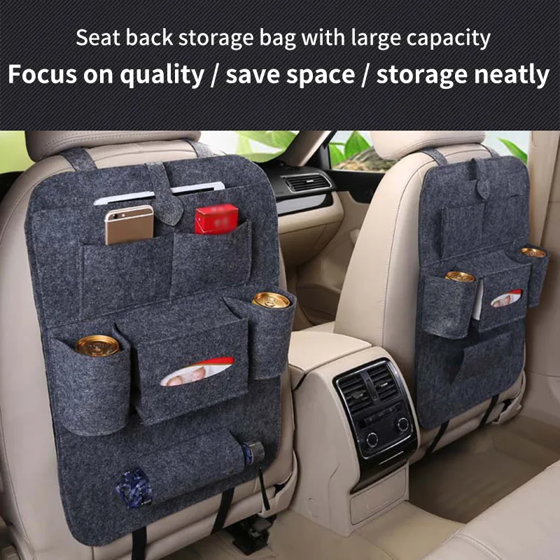 Car-styling Multi-Pocket Car Seat Back Organizer Wool Felt Storage Container Hanging Box Multifunction Vehicle Storage Bag New