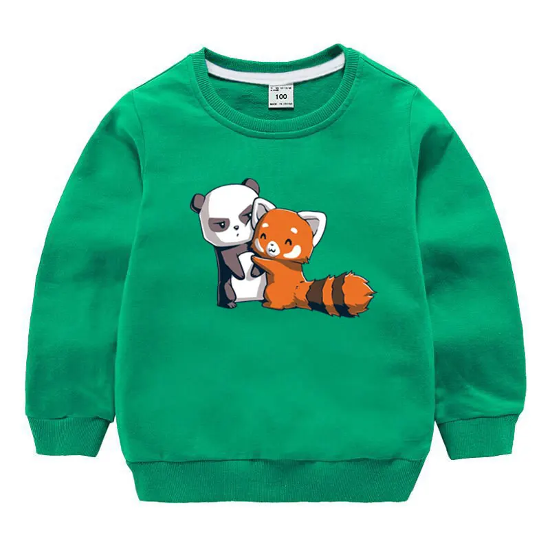 Футболка с принтом Panda Hug; Новинка г.; Осенняя Толстовка для маленьких мальчиков и девочек; Повседневная рубашка унисекс; хлопковые теплые толстовки с длинными рукавами
