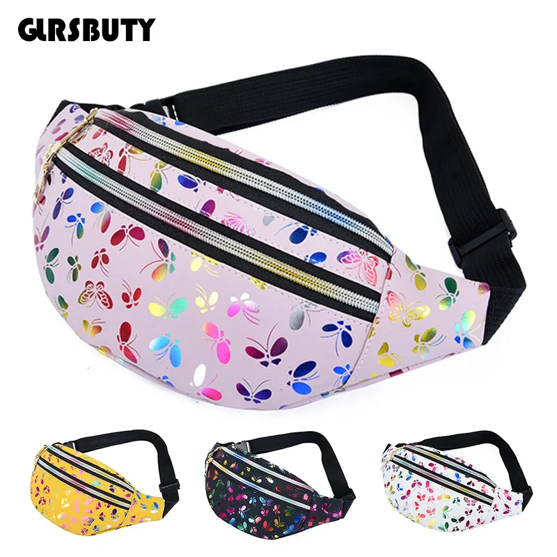 Paquete de la cintura Fanny Banana bolsos holográficos las mujeres cinturón de dinero titular de teléfono de playa mochila Hip-holograma láser 2020