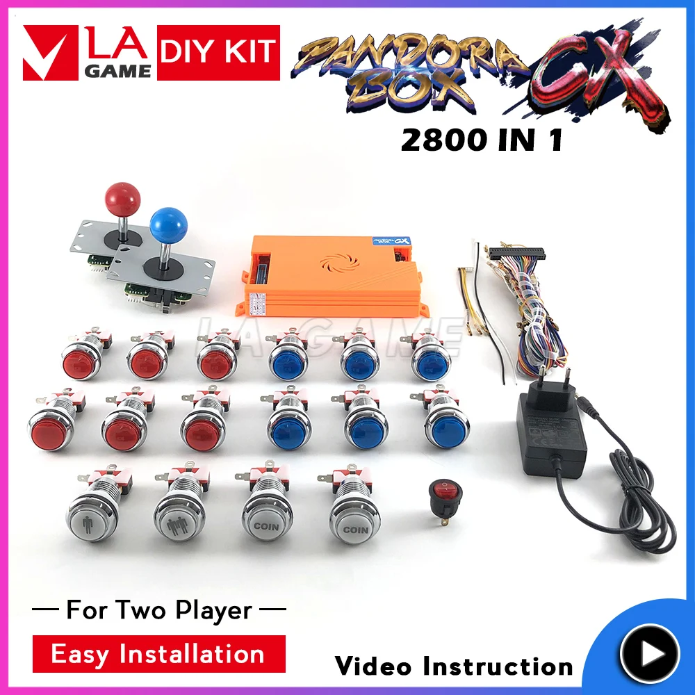 Diy-Kit Sanwa Joystick Arcade 2800-Games Pandora-Box Push-Button 4-Players New Led CX